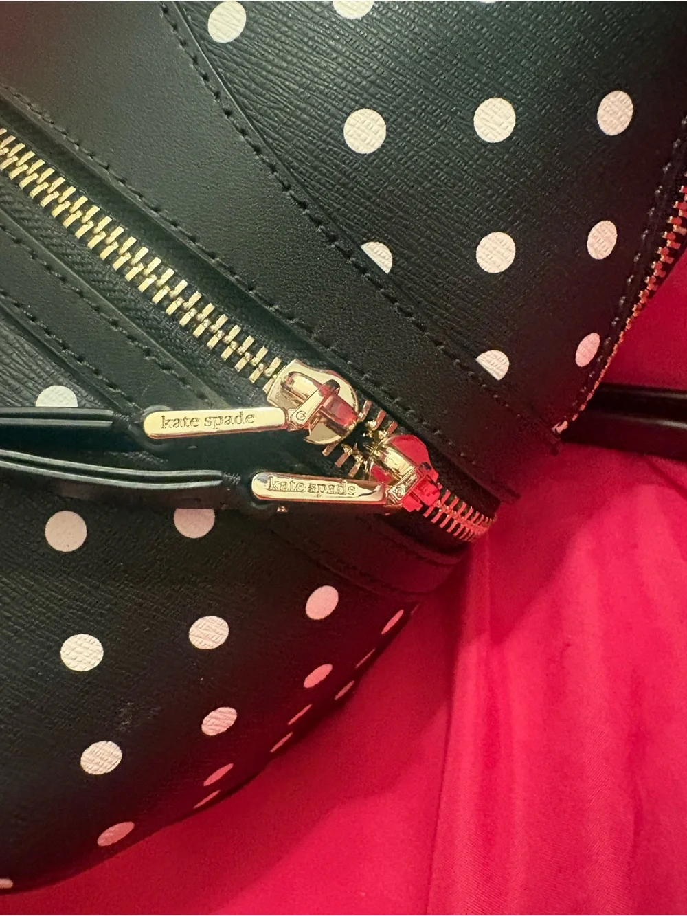 kate spade Black White Polka Dot Kids Backpack with Red Bow